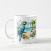 夏の水の色のオウムのビーチ コーヒーマグカップ (左)