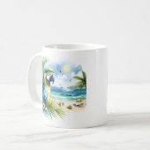 夏の水の色のオウムのビーチ コーヒーマグカップ (正面左)