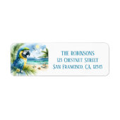 夏の水の色のオウムのビーチ ラベル (正面)