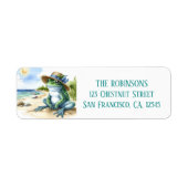 夏の水の色のカエルのビーチ差出人住所 ラベル (正面)