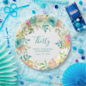 夏の水の色のフローラカスタム30th誕生日 ペーパープレート (パーティー)