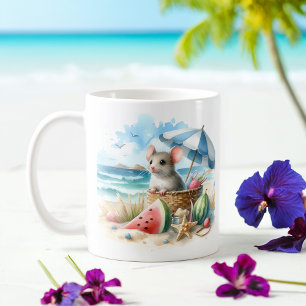 夏の水の色のマウスのビーチ コーヒーマグカップ