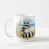 夏の水の色のリングテールのビーチ コーヒーマグカップ (左)