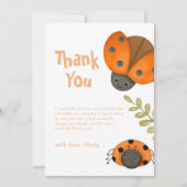 夏の水の色の小さなLadybug赤ちゃんシャワー サンキューカード (正面)