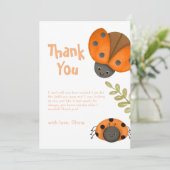 夏の水の色の小さなLadybug赤ちゃんシャワー サンキューカード (スタンド正面)