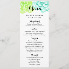 夏の水の色の花結婚のメニューカード メニュー