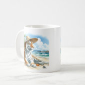 夏の水の色の虎のビーチ コーヒーマグカップ (正面左)