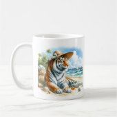 夏の水の色の虎のビーチ コーヒーマグカップ (左)