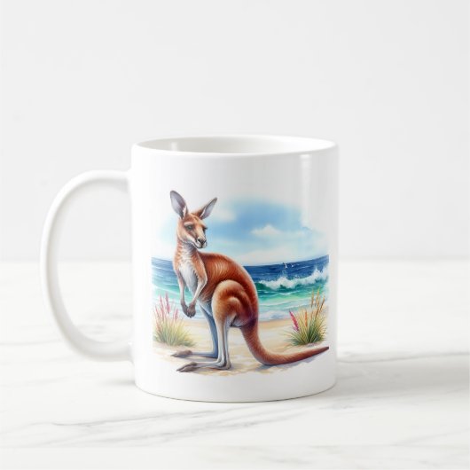 夏の水の色カンガルーオンザビーチ コーヒーマグカップ (左)