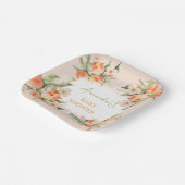 夏の水の色フローラピーチベビーシャワー ペーパープレート (傾斜あり)