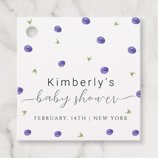 夏の水の色ブルーベリーファームベビーシャワー フェイバータグ (正面)