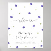 夏の水の色ブルーベリーベビーシャワーへようこそ ポスター (正面)