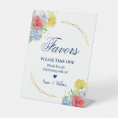 夏の水の色ワイルドフラワーブーケの好意 台座サイン (正面)