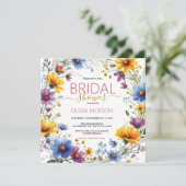 夏の水ワイルドフラワーブライダルシャワー招待 シーズンカード (スタンド正面)