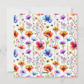 夏の水ワイルドフラワーブライダルシャワー招待 シーズンカード (裏面)