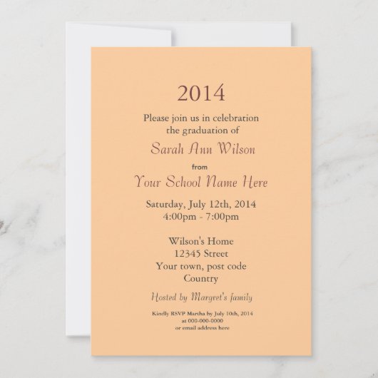 夏の水仙の花の卒業式 招待状 (正面)