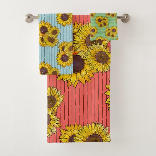 夏の水彩ひまわり バスタオルセット (インサイチュ)