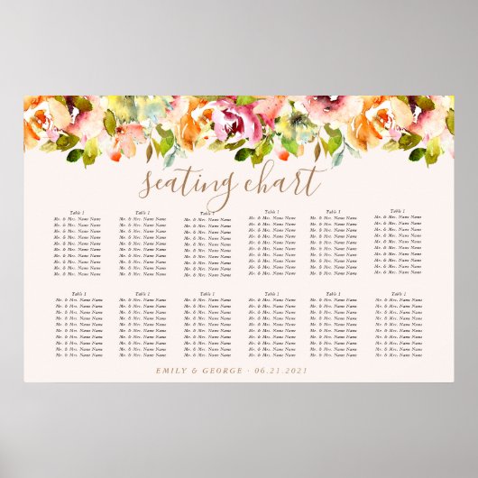 夏の水彩ガーデン フラワーレイジングチャート サイン (正面)