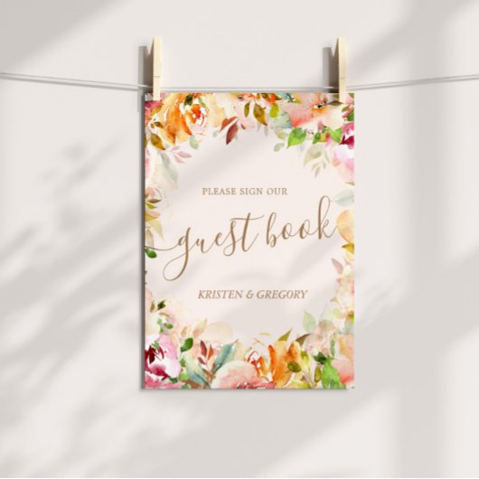 夏の水彩ガーデン フローラル ウェディング ゲストブック