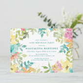 夏の水彩フローラ60th誕生日パーティー 招待状 (スタンド正面)