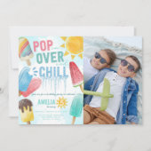 夏の水彩ポップシクル誕生日パーティー 招待状 (正面)