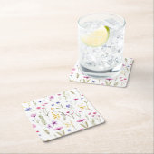 夏の水彩ワイルドフラワー スクエアペーパーコースター (インサイチュ)