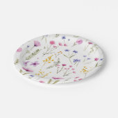 夏の水彩ワイルドフラワー ペーパープレート (アングル)