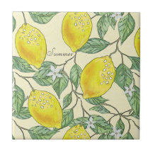 夏の水彩ヴィンテージレモン模様