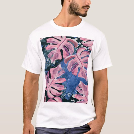 夏の水彩熱帯パタグランジーン Tシャツ (正面)