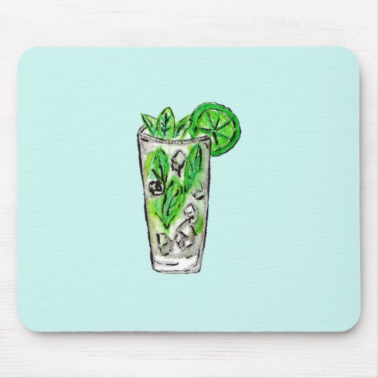 夏の水彩画のカクテルの真新しいMojito マウスパッド (正面)