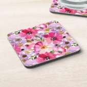 夏の水彩画の花柄パターン コースター (左側)