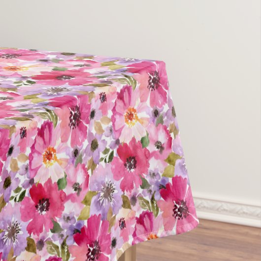 夏の水彩画の花柄パターン テーブルクロス (インサイチュ)