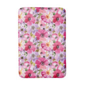 夏の水彩画の花柄パターン バスマット (正面縦)