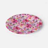 夏の水彩画の花柄パターン ペーパープレート (アングル)