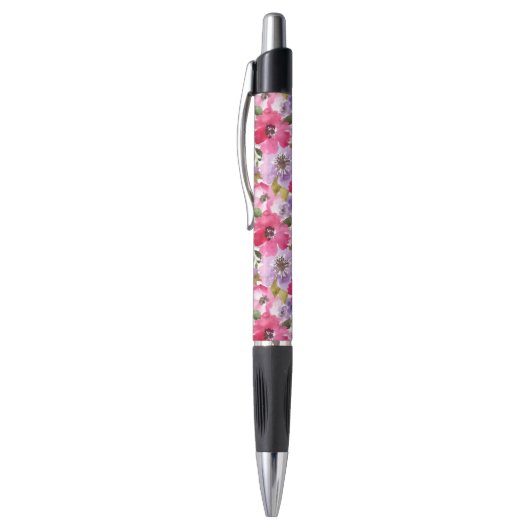 夏の水彩画の花柄パターン ボールペン (トップ(縦))