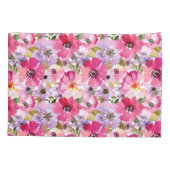 夏の水彩画の花柄パターン 枕カバー (裏面-左)