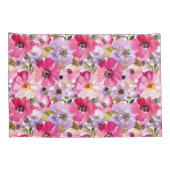 夏の水彩画の花柄パターン 枕カバー (裏面-右)