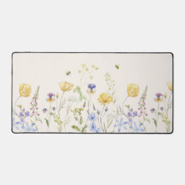 夏の水疱、ワイルドフラワー、水彩 デスクマット