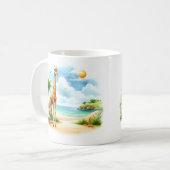 夏の水色のカエルのビーチ コーヒーマグカップ (正面左)