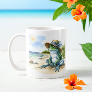 夏の水色のカエルのビーチ コーヒーマグカップ