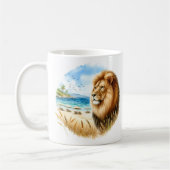 夏の水色のライオンのビーチ コーヒーマグカップ (左)