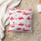 夏の水色の明るいピンクのフラミンゴパターン クッション (ブランケット)