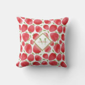 夏の水色ストロベリーモノグラムピロー🍓 クッション (正面)