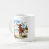 夏の水色テキサス州ロングホーン コーヒーマグカップ (正面左)