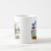 夏の水色テキサス州ロングホーン コーヒーマグカップ (中央)