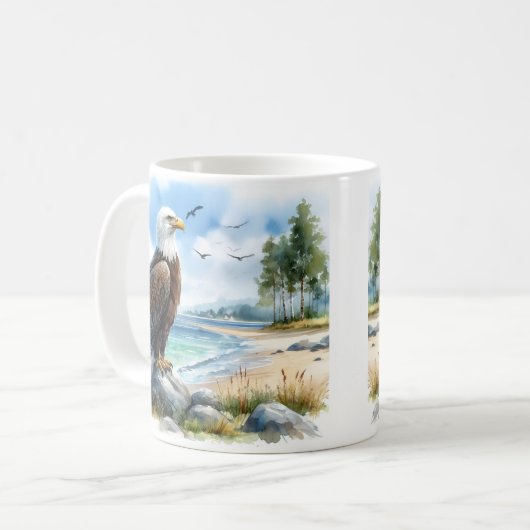 夏の水色ハゲのワシ コーヒーマグカップ (正面左)