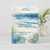 夏の水色ビーチ海ブルー結婚ズ 招待状 (スタンド正面)