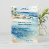 夏の水色ビーチ海ブルー結婚ズ 招待状 (スタンド正面)