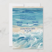 夏の水色ビーチ海ブルー結婚ズ 招待状 (正面)