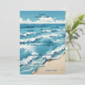 夏の水色ビーチ海ブルー結婚ズ 招待状 (スタンド正面)